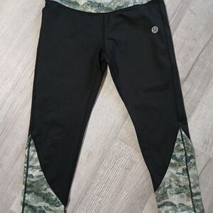 lululemon athletica Black and Green Leggings